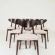 Pink Set of 6 dining chairs Scandinavian design, dark color wood 