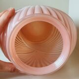 Anchor Hocking Fan Pink Molded Glass Vase Circa 1980