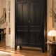Renovated black Art Deco Parisian wardrobe