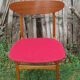 Pair of Scandinavian chairs in teak and red fabric