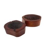 Organic modern set of 2 wood ashtrays, France 1970s