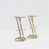 Vintage Italian bar stools in brass , set of 2