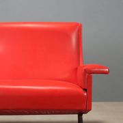 Canapé vintage en skaï rouge années 1960