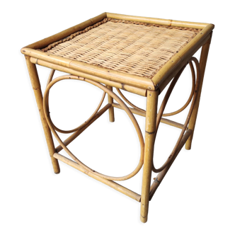 Geometric side table bamboo rattan style Boho tortoise vintage