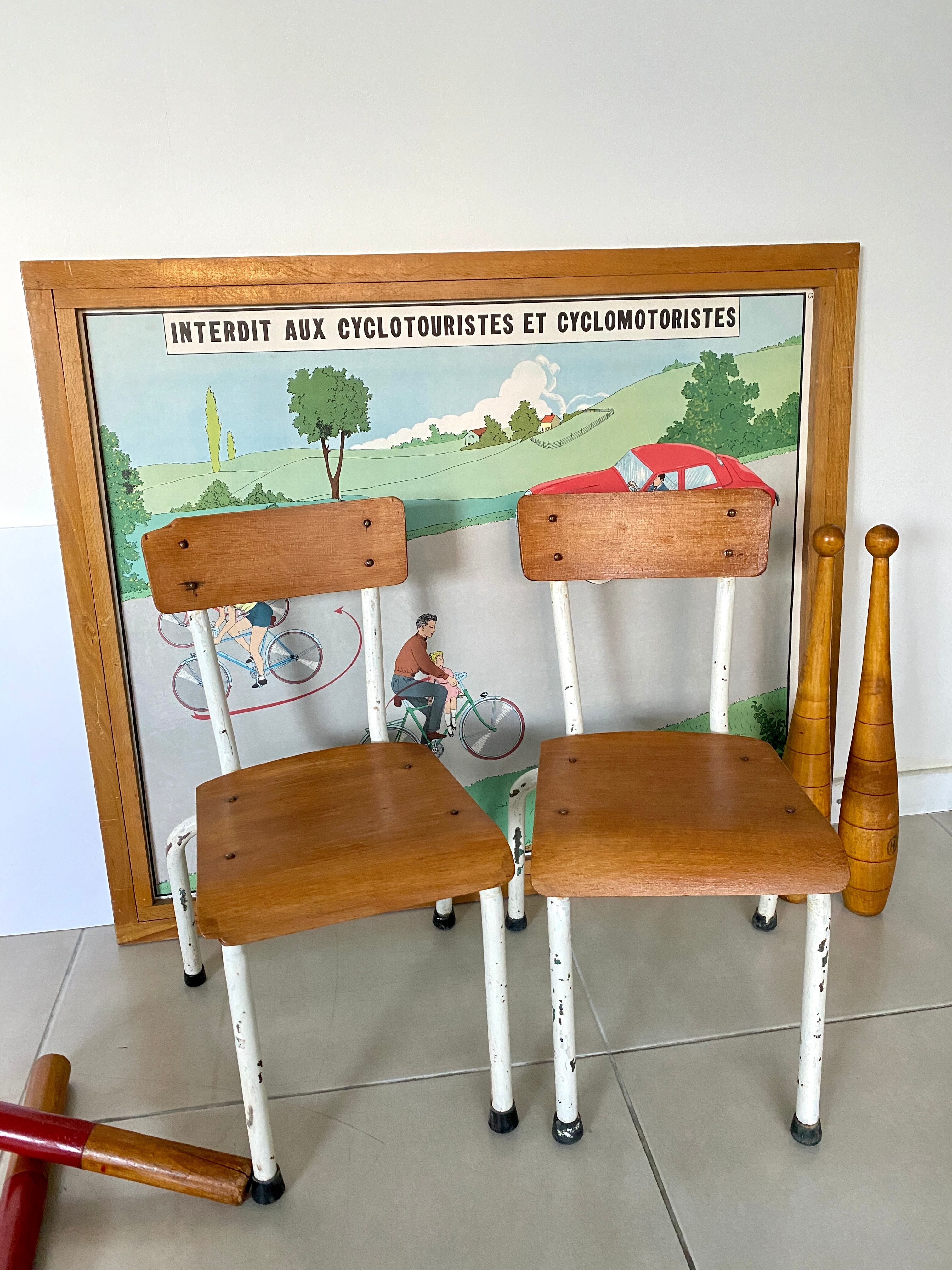 Pair of vintage school chairs