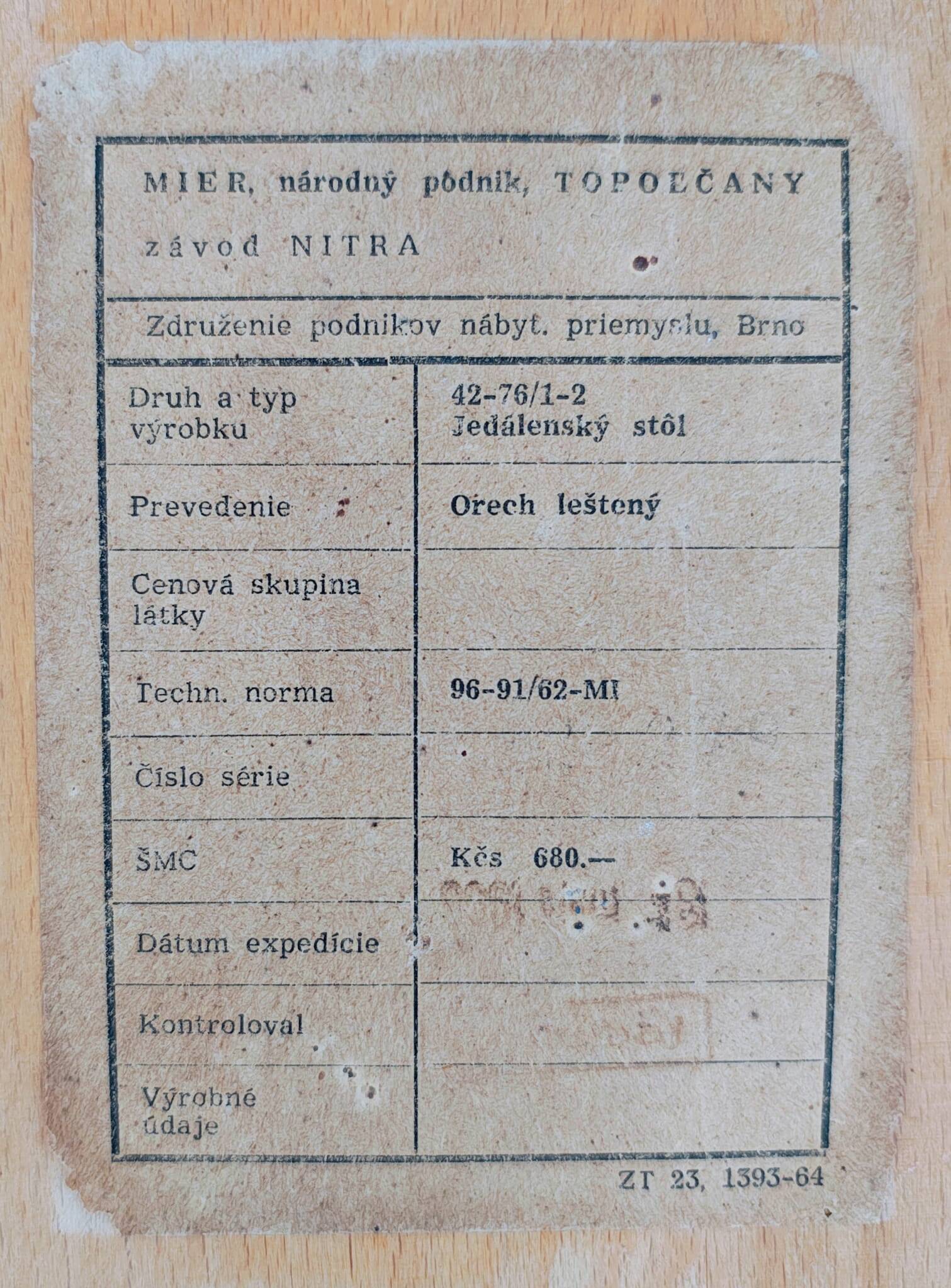 Czechoslovakian Extendable Table by Jindřich Halabala for UP Závody, 1950s