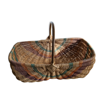 Panier en osier multicolore
