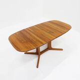 Vintage Danish oval extendable dining table Dyrlund solid teak