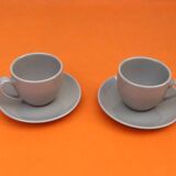 2 coffee / tea / chocolate cups / saucers glazed ceramic