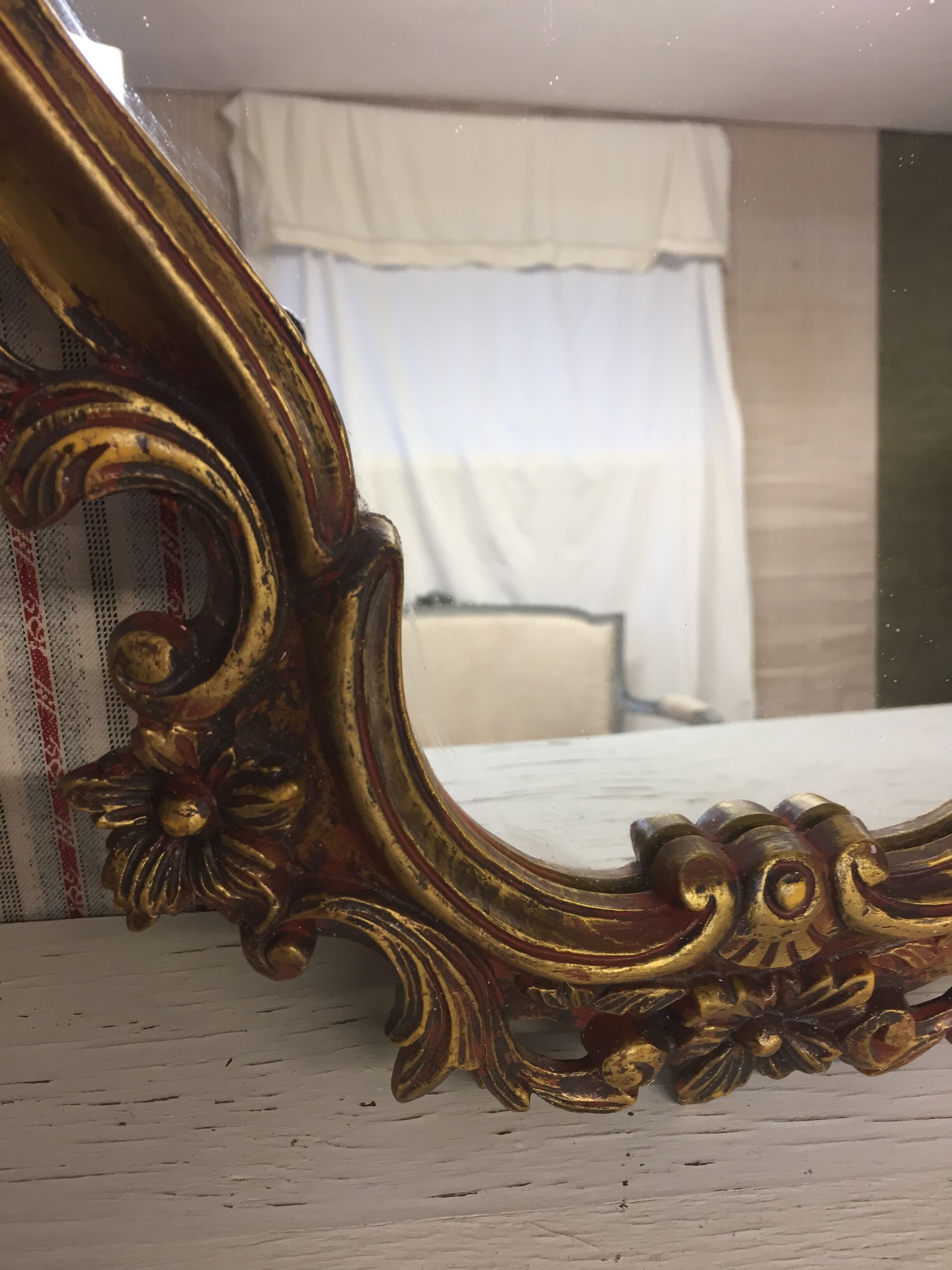 Old mirror Louis XV rocaille style, 48x33 cm
