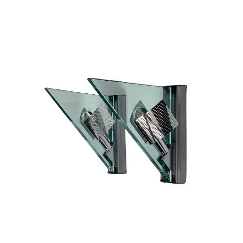 Pair of vintage Icaro wall lights by Carlo Forcolini for Artemide in glass and metal, 1986