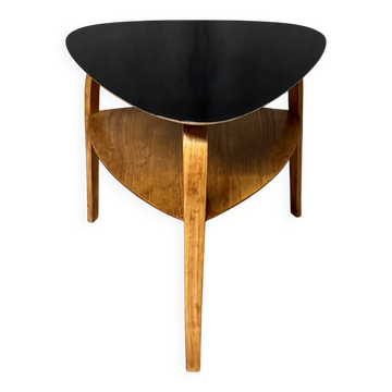 Vintage 1960s tripod coffee table with bow wood mediator by Steiner.