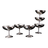 6 stainless steel ice cream bowls on foot Létang Rémy stainless steel dessert service