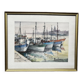 Watercolour Le Croisic port with boats