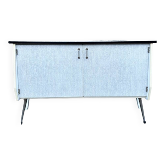 buffet bas enfilade formica gris et blanc, vintage, années 50