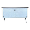 low gray and white formica sideboard, vintage, 1950s