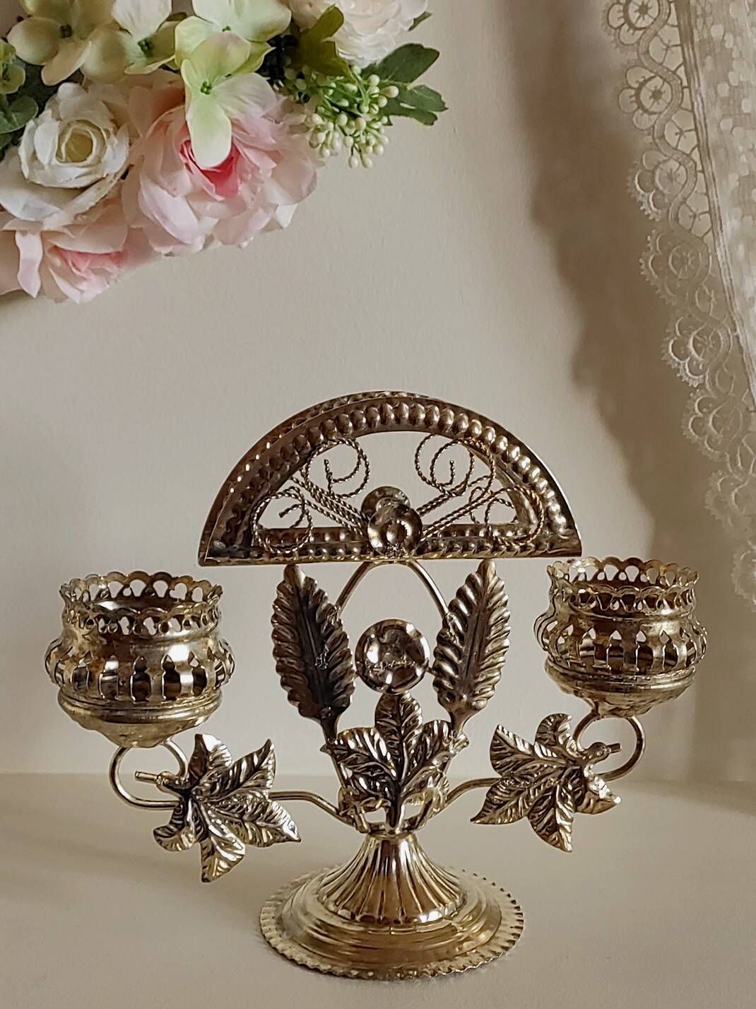 Porte veilleuses métal doré
