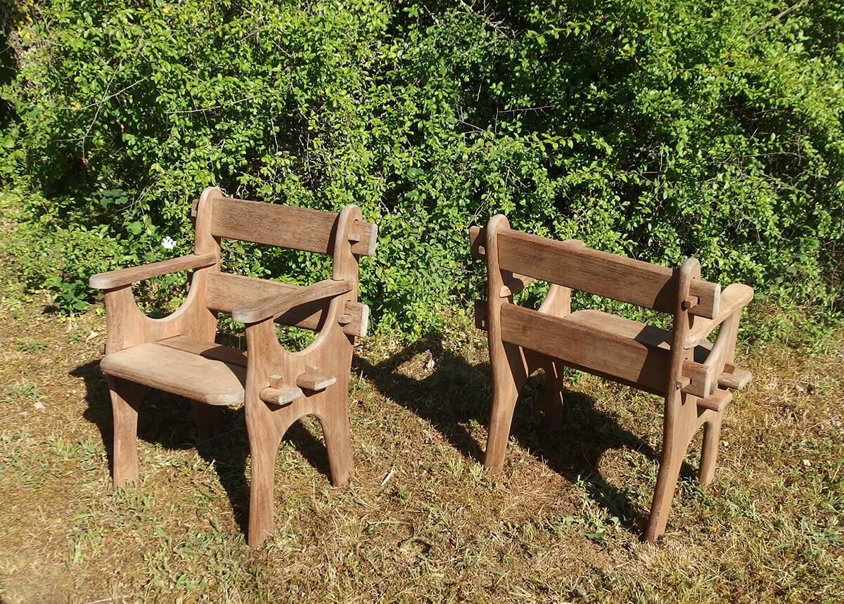 Pair of removable garden armchairs