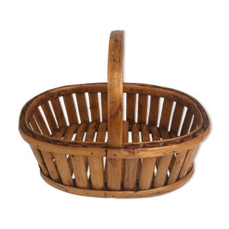 Wooden basket vintage bamboo style