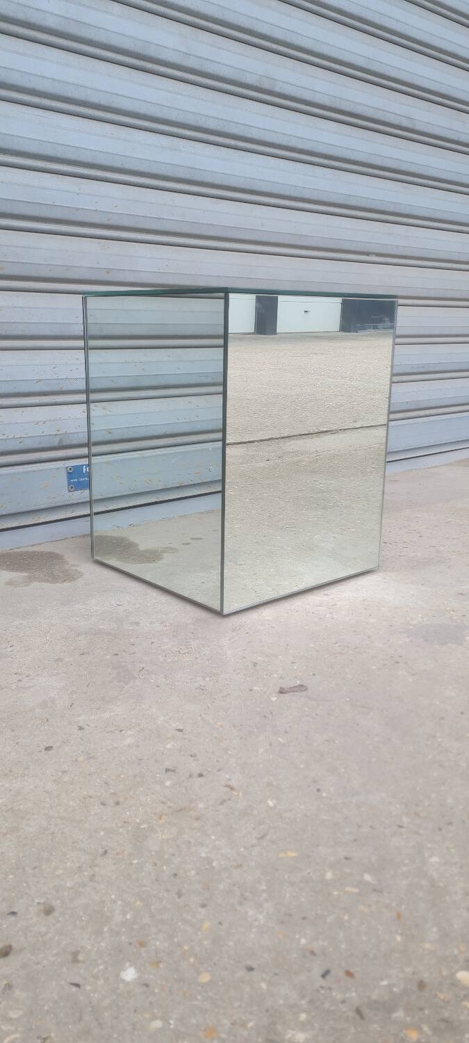 Mirrored cube end table
