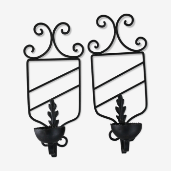 Pair of sconces - medieval-style iron torches