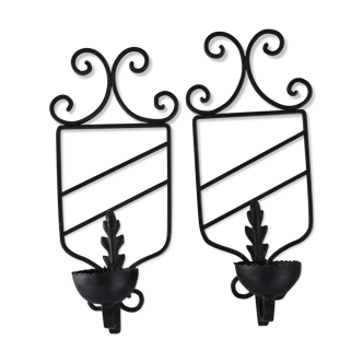 Pair of sconces - medieval-style iron torches