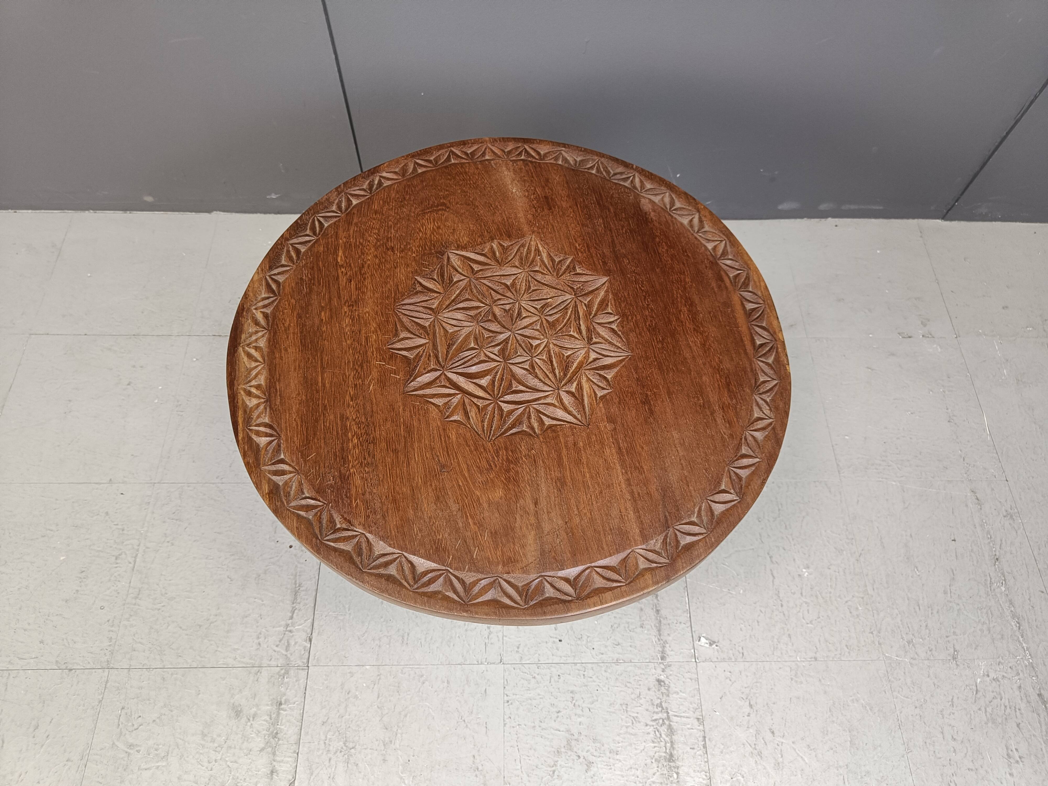 Vintage tribal art side table, 1960s