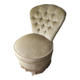 Green velvet toad armchair with vintage fringes