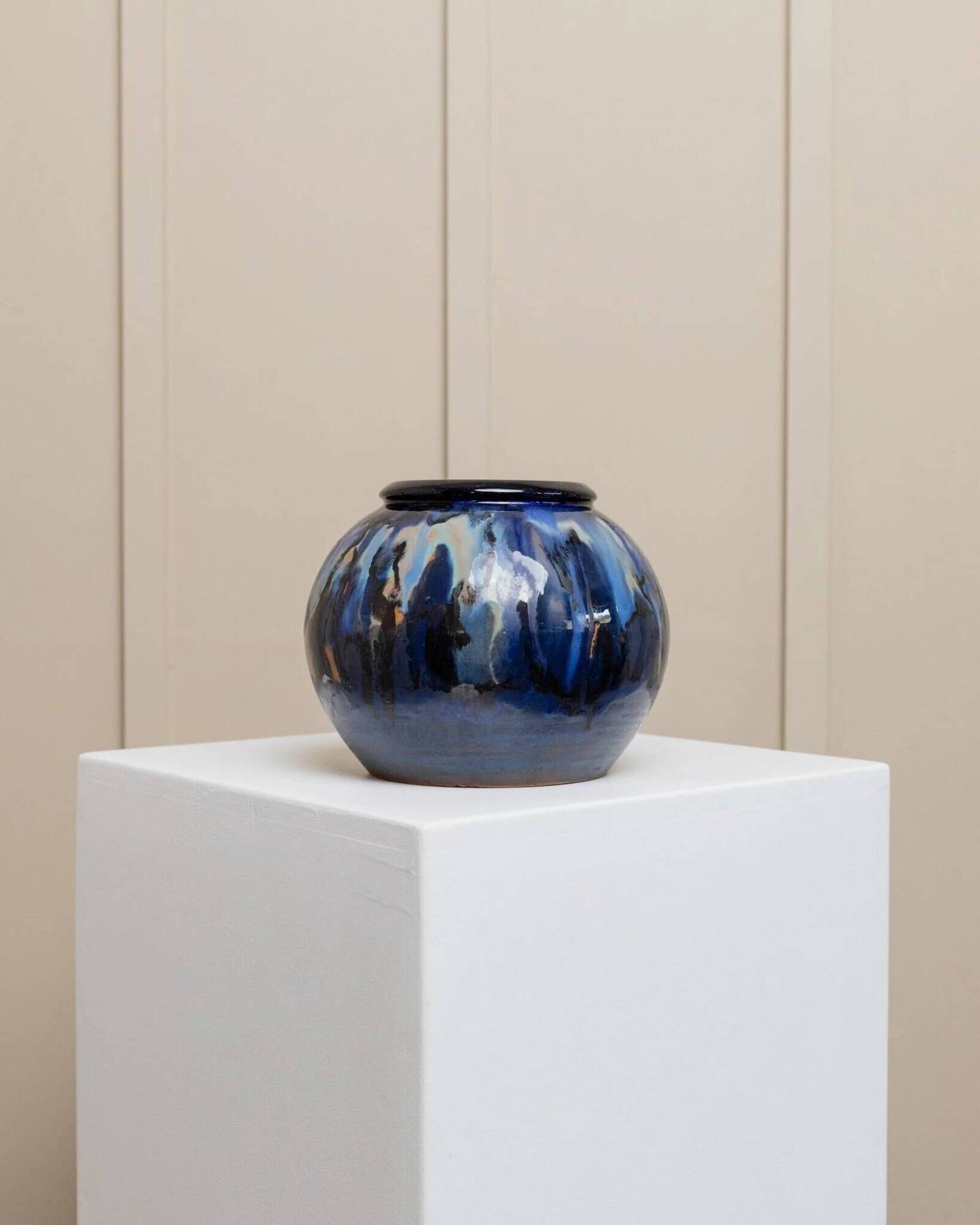Danish vintage ceramic vase - by Hildegon Als - blue-brown glaze - Mid-Century design from the 1960s