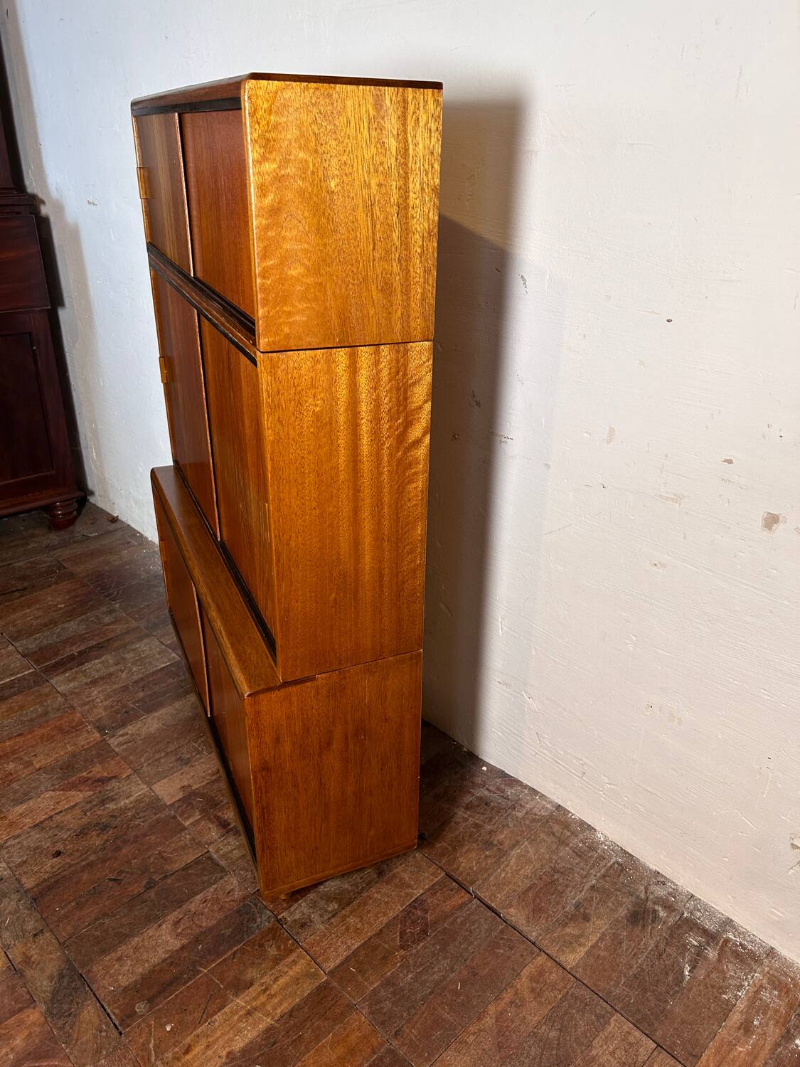 Mid century retro vintage teak stacking bookcase