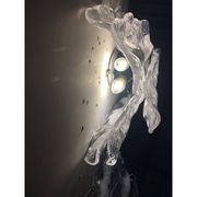 Lot of 2 Transparent and White “Fiamma” Murano Glass Wall Sconces
