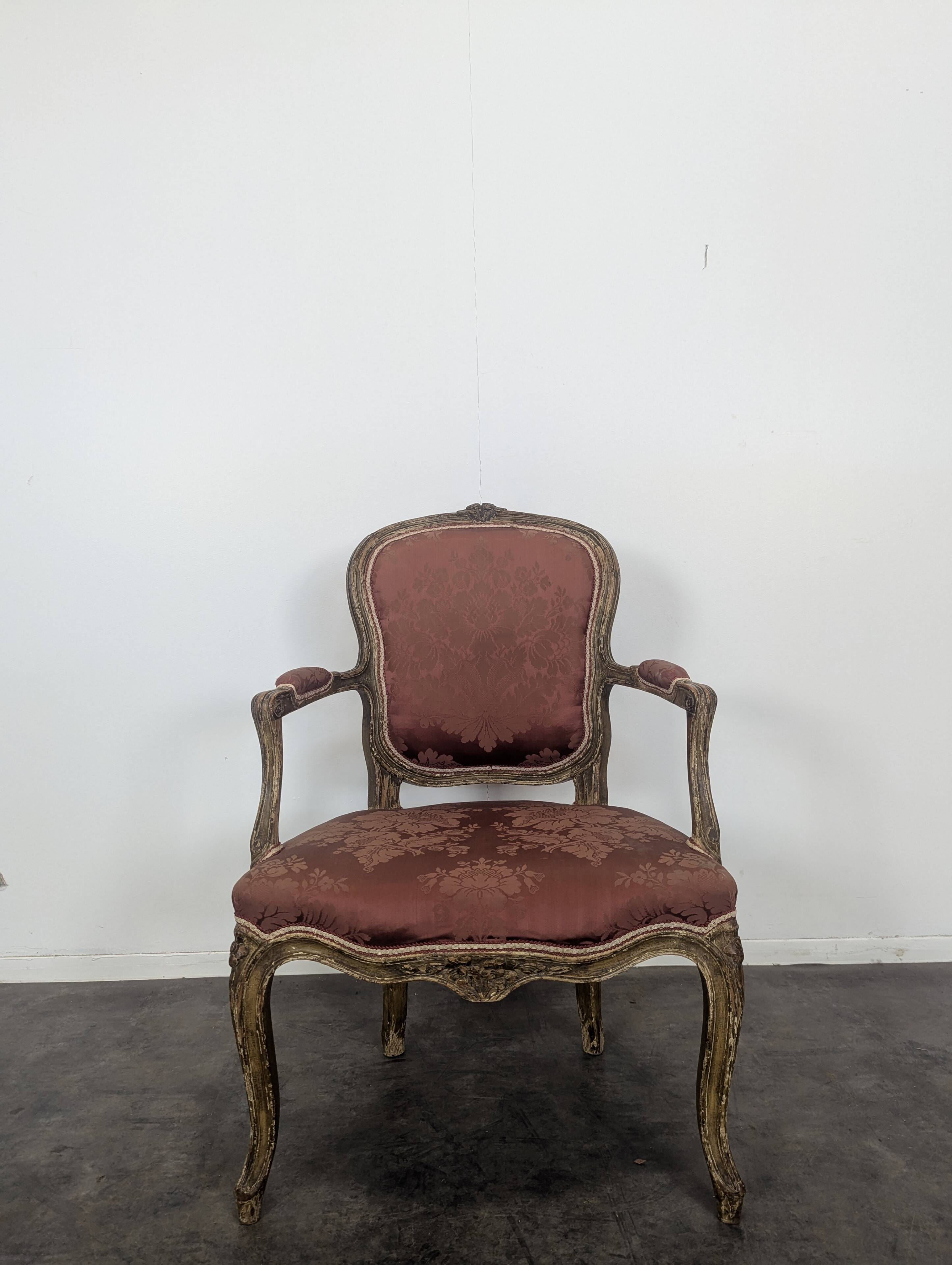 Paire de fauteuil d'époque Louis XV réchampis