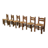 Set of 6 chairs attributed to Charles Dudouyt, 1950s