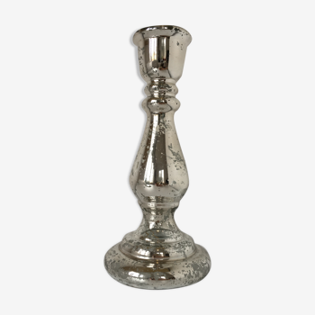 Old glass candlestick with balustre cask