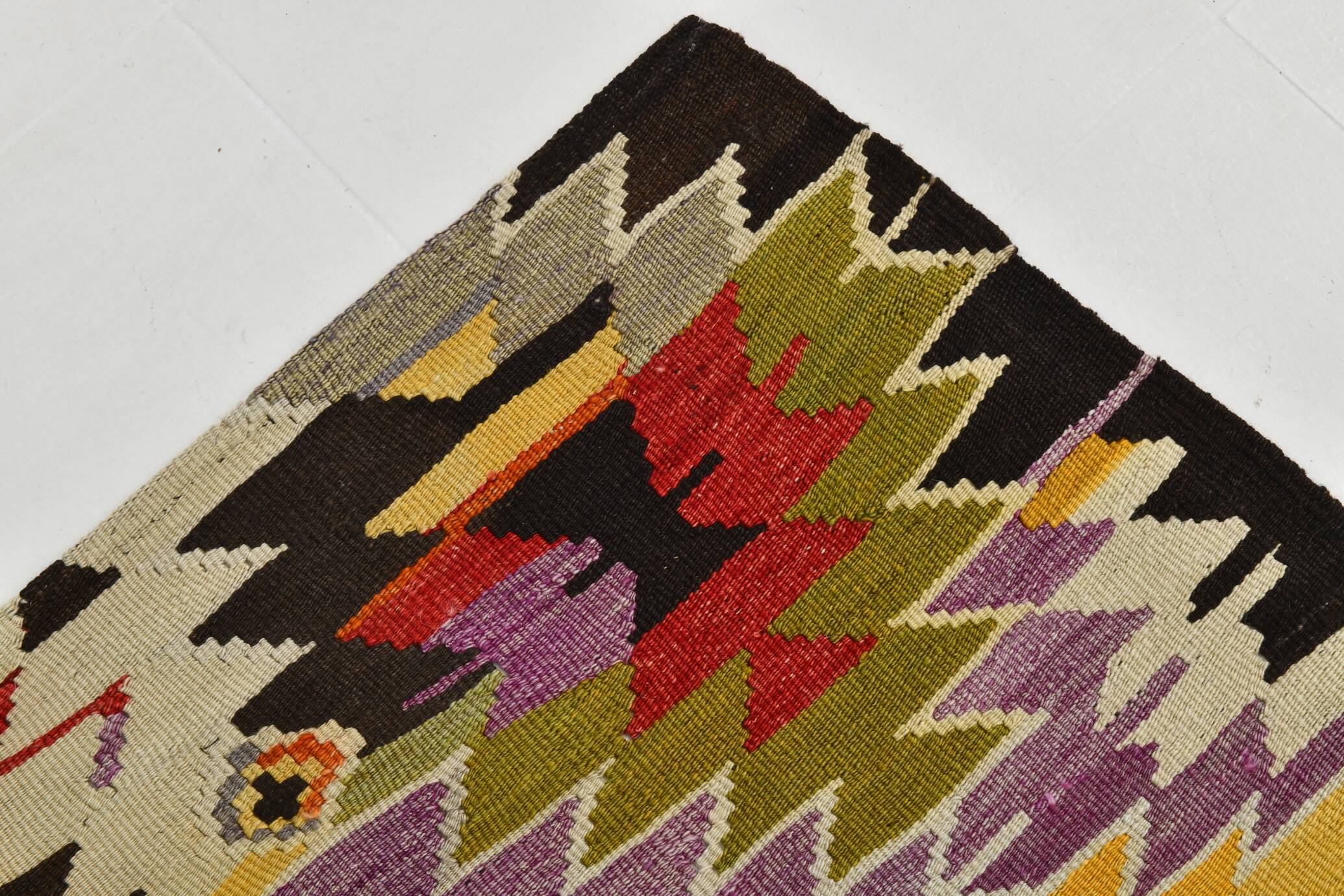 6x10 Tapis Kilim Turc Laine Fait Main, Style Bohème, Motifs Géométriques,