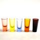 Set of 5 Art Deco 1920s shooter glasses in coloured and uranium glass - ouraline.