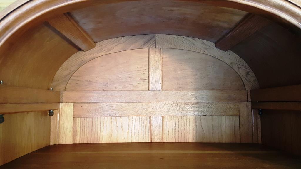 Art Deco wardrobe with elm magnifying glass dome and oak
