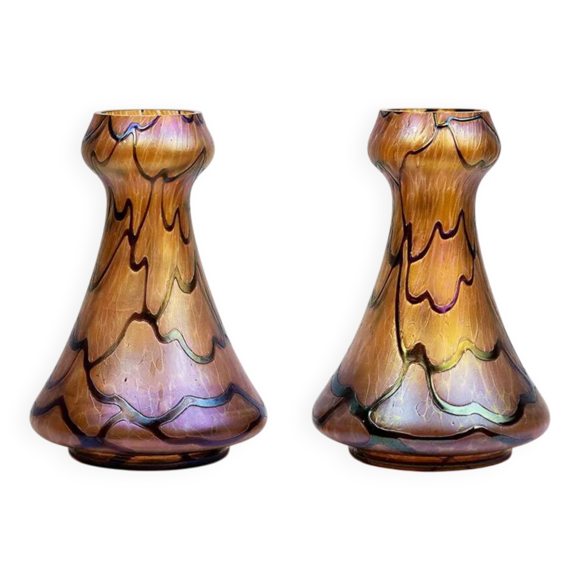 Pair of Art Nouveau iridescent glass vases – Pallme-König & Habel, circa 1900