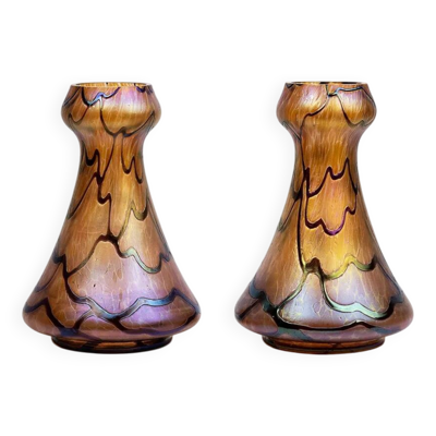 Paire de vases Art nouveau en verre irisé – Pallme-König & Habel, vers 1900