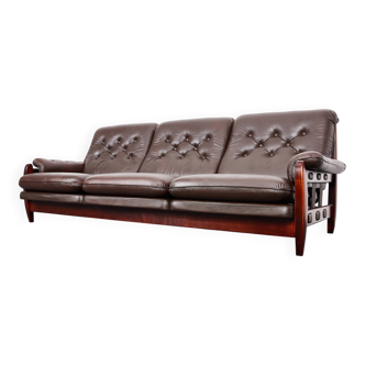 Mid century rosewood & calf leather sofa, rodeio by jean gillon, 1968