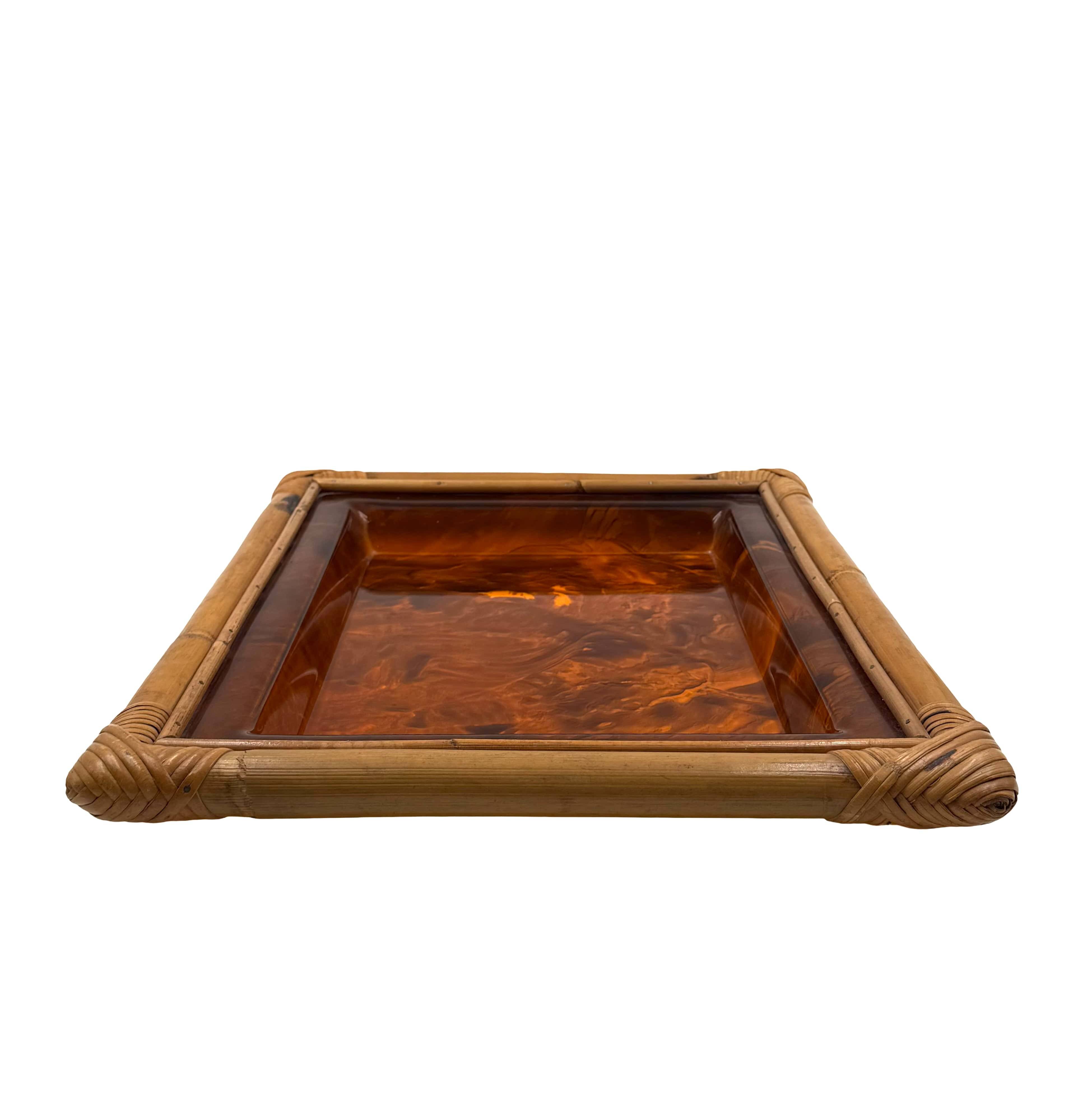 Hollywood regency bamboo tray, Italy 1970s