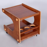 Restored midcentury mahogany trolley, revived polish, czechia, 1960s