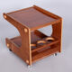 Restored midcentury mahogany trolley, revived polish, czechia, 1960s