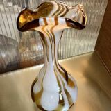 Murano vase 1960 ochre and white