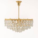 Bakalowits Chandelier, Brass and Crystal Glass, Austria, 1960s
