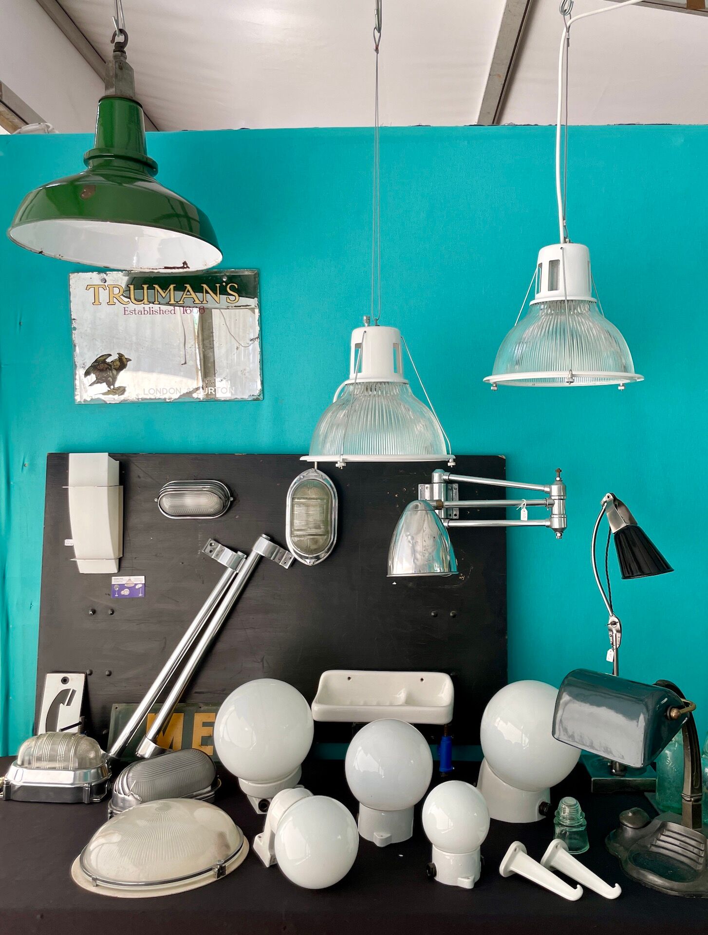 Holophane prismatic glass pendant light