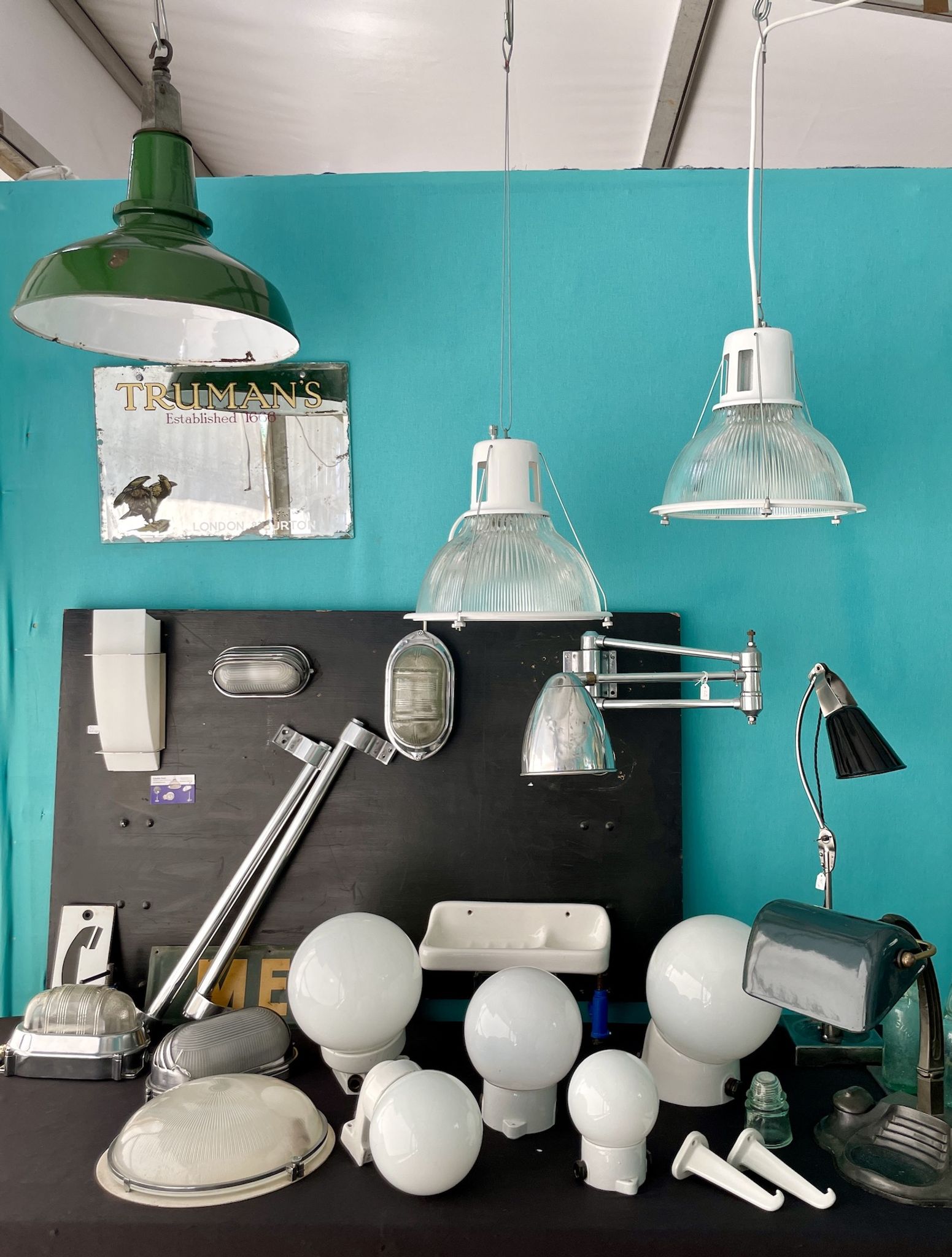 Holophane prismatic glass pendant light
