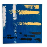 Abstract blue yellow table 40x40 cm acrylic painting signed