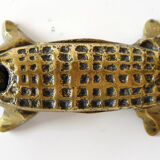 Crocodile ashtray with brass lid
