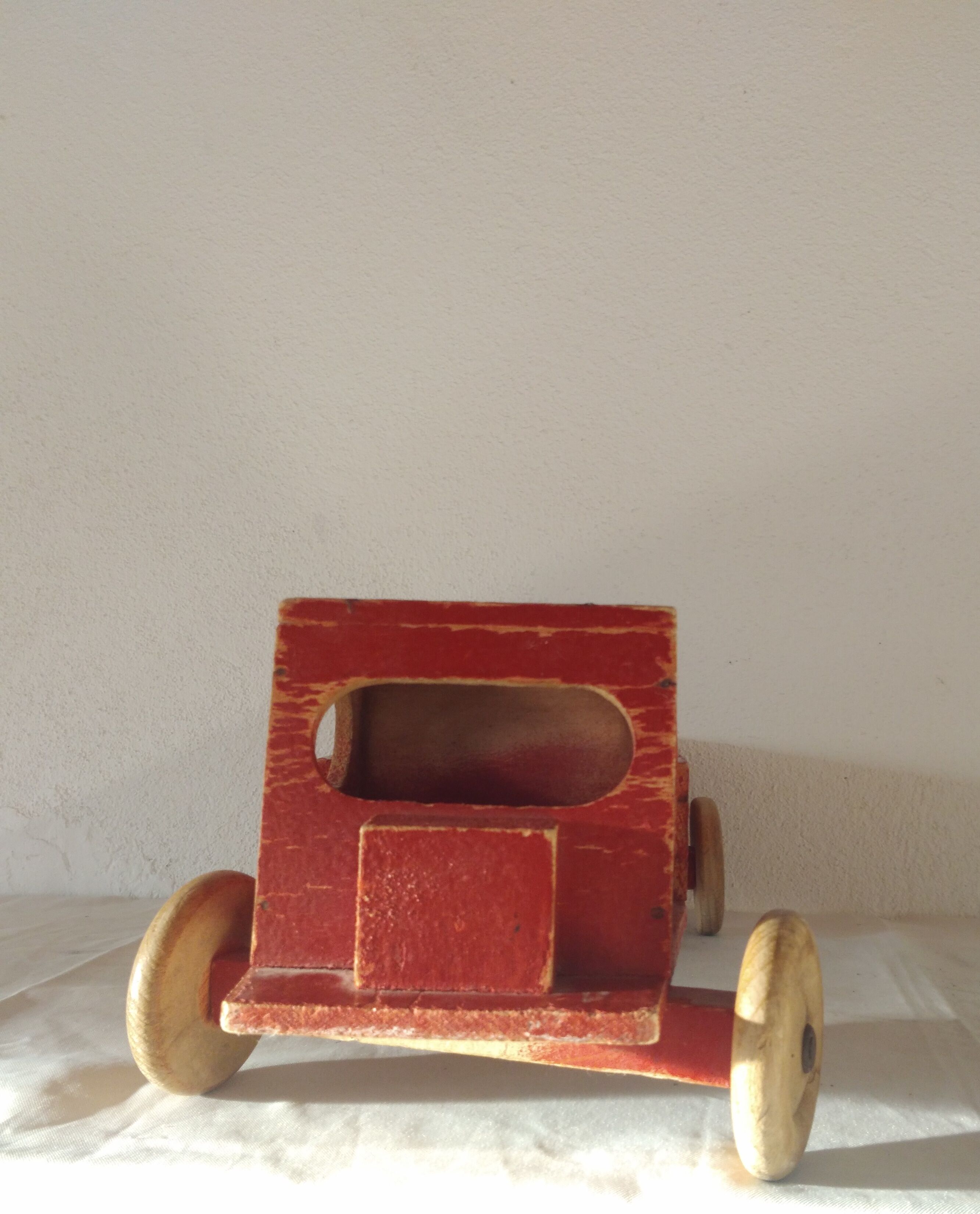 Old wooden toy van car